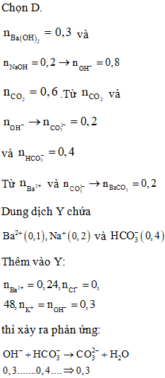Sục 13,44 lít CO2 (đktc) vào 200 ml dung dịch X gồm Ba(OH)2 1,5M và (ảnh 1)