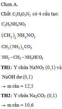 Cho 0,2 mol chất X có công thức phân tử C2H8O3N2 tác dụng (ảnh 1)