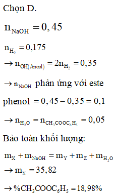 Cho một hỗn hợp X gồm phenyl axetat, benzyl fomiat, etyl benzoat, glixeryl (ảnh 1)