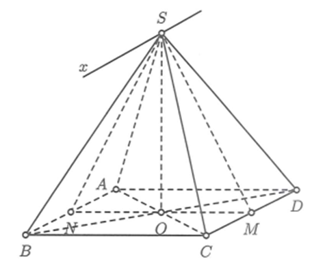 Cho khối chóp đều A.ABCD có AB = 2a và thể tích bằng 4 căn bậc 2 3 / 3 a^3 (ảnh 1)