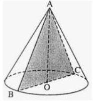 Cắt hình nón có chiều cao 2 căn 3  bởi một mặt phẳng đi qua đỉnh và tâm của đáy ta được thiết diện là tam giác đều, diện tích  (ảnh 1)