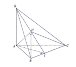 Cho tam giác ABC vuông tại A. Mặt phẳng  (P) chứa BC và hợp với mặt phẳng  (ảnh 1)