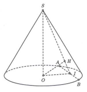 Cho hình nón đỉnh S có chiều cao bằng bán kính đáy và bằng 2a. Mặt phẳng (P) đi  (ảnh 1)