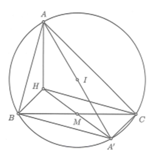 Trong không gian Oxyz, cho tam giác ABC nội tiếp đường tròn tâm I(2; 3; -4), trực  (ảnh 1)