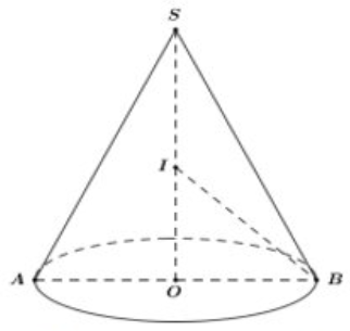 Cho hình nón (N) có đỉnh S bán kính đáy r = 1 và độ dài đường sinh l = 2 căn 2 . Mặt cầu đi qua S và đường tròn đáy của  (ảnh 1)