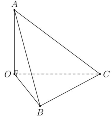 Cho tứ diện OABC có OA,OB,OC đôi một vuông góc và OB = OC = a căn 6 ,OA = a. Thể tích khối tứ diện đã cho bằng (ảnh 1)