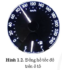 Ở hình 1.2, kim của đồng hồ đo tốc độ trên ô tô chỉ vào con số ứng với vạch giữa 80 và 100 (ảnh 1)