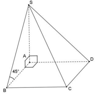 Cho hình chóp S.ABCD có đáy ABCD là hình chữ nhật, SA vuông góc với đáy, AB = a,AD = 2a. Góc giữa SB và đáy bằng (ảnh 1)