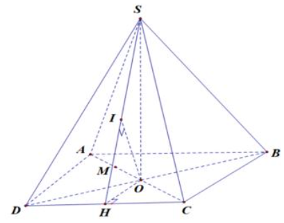 Cho hình chóp tứ giác đều S.ABCD có tất cả các cạnh bằng 2a,O là giao điểm của AC và BD. Gọi M là trung điểm (ảnh 1)