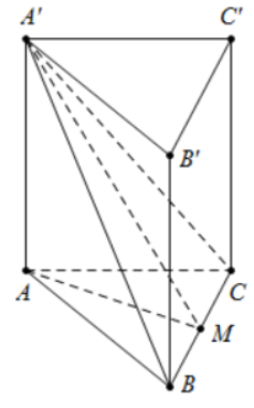 Cho lăng trụ tam giác đều ABC.A'B'C' có góc giữa hai mặt phẳng (A'BC) và (ABC) bằng 60^0 ;AB = a. Khi đó thể tích (ảnh 1)