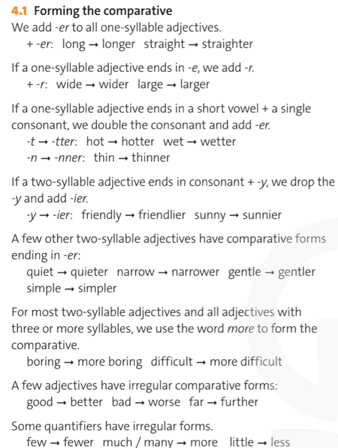 Forming the comparative We add -er to all one-syllable adjectives + er: long (ảnh 1)