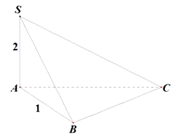 Cho khối chóp S.ABC có SA vuông góc (ABC) và SA = 2, tam giác (ảnh 1)