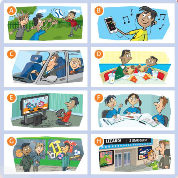 Look at the activities in the pictures. Listen to the song. Which activity is (ảnh 1)