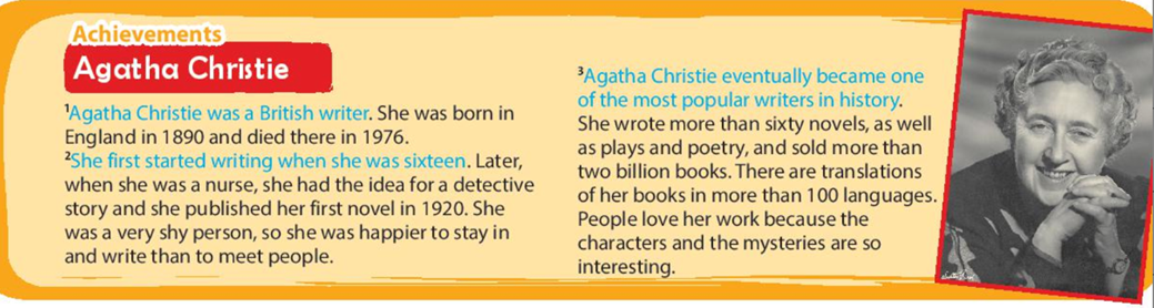 Read the biography. How old was Agatha Christie when she published her first (ảnh 1)