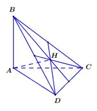 Trong không gian Oxyz cho ba đường thẳng , . Mặt phẳng  với  nguyên dương, đi qua  và cắt 3 đường thẳng trên tại ba điểm lả ba đỉnh (ảnh 1)