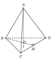 Cho tứ diện đều ABCD có cạnh bằng 4. Tính diện tích xung quanh của hình trụ có  (ảnh 1)