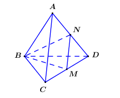Cho tứ diện đều ABCD có cạnh đáy bằng a, M là trung điểm của CD (ảnh 1)