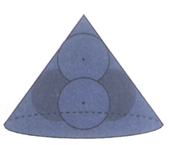 Cho hình nón chứa bốn mặt cầu cùng có bán kính là  căn bậc hai của 2, (ảnh 1)