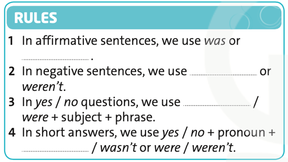 Look at the sentences in exercise 1. Then complete the Rules using the correct  (ảnh 1)