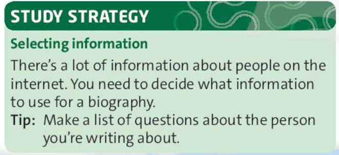 Read the Study Strategy. Then read the list of questions. Read the biography  (ảnh 1)