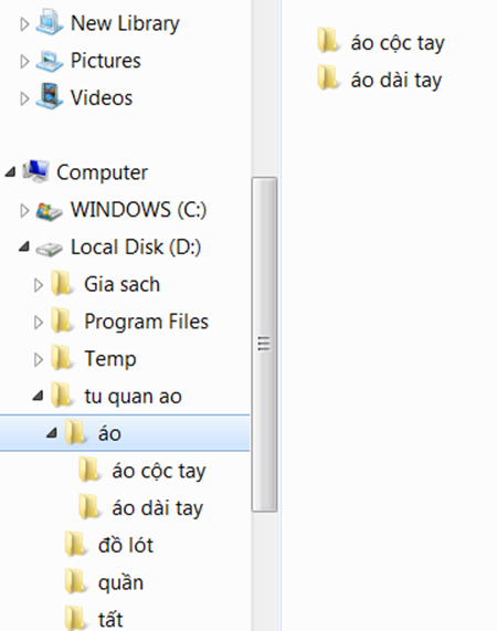 Hãy tạo trong ổ đĩa (D:) cây thư mục tương ứng với cách sắp xếp quần áo của em trong tủ (ảnh 1)
