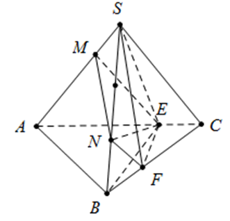 Cho hình chóp S.ABC, M và N là các điểm thuộc các cạnh SA và SB sao cho MA=2SM ,SN=2SB (ảnh 1)