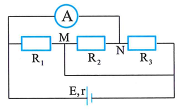Cho mạch điện như hình vẽ bên. Biết R1 = 4w , R2 = 6 w, R3 = 12 w, nguồn điện (ảnh 1)
