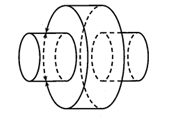 Một chi tiết máy gồm ba khối trụ có cùng chiều cao h gắn với nhau (như hình vẽ (ảnh 1)