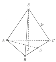 Cho hình nón chứa bốn mặt cầu cùng có bán kính là  căn bậc hai của 2, (ảnh 2)