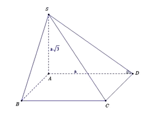 Cho hình chóp S.ABCD có đáy ABCD là hình vuông cạnh a vuông góc (ảnh 1)