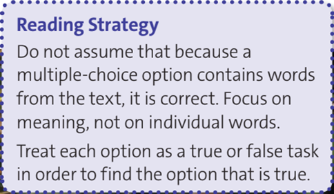 Read the Reading Strategy. Then look at questions 1-4 in exercise 5. Find the underlined words in the text and explain why those options are not correct. (Đọc Chiến lược Đọc. Sau đó, xem các câu hỏi 1-4 trong bài tập 5. Tìm các từ gạch chân trong văn bản và giải thích tại sao các lựa chọn đó không đúng) (ảnh 1)