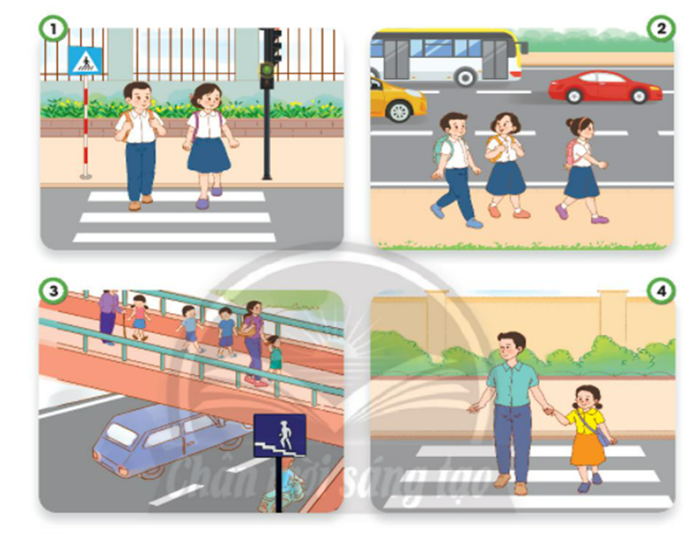 Quan sát tranh và nêu các quy tắc an toàn giao thông khi đi bộ - Kể thêm các quy tắc an toàn giao thông khi đi bộ.  (ảnh 1)