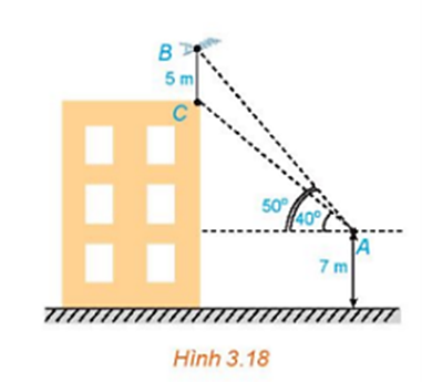 Trên nóc một tòa nhà có một cột ăng – ten cao 5m, Từ một vị trí quan sát A cao 7m s (ảnh 1)
