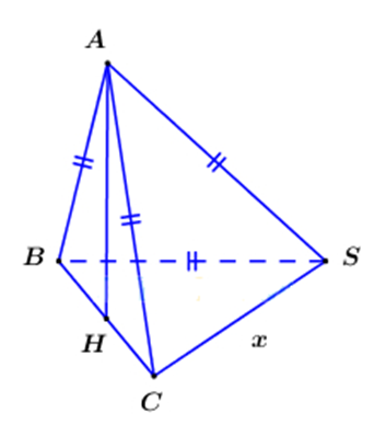 Cho hình chóp S.ABC có thể tích bằng a3. Mặt (SBC) vuông góc với đáy. Các cạnh AB=AC=SA=SB=2a  . Cạnh  SC bằng:  (ảnh 1)
