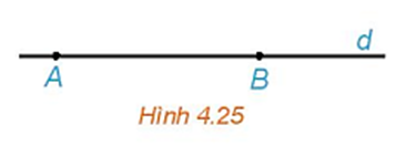 Cho đường thẳng d đi qua hai điểm phân biệt A và B (H.4.25). Những khẳng định nào  (ảnh 1)