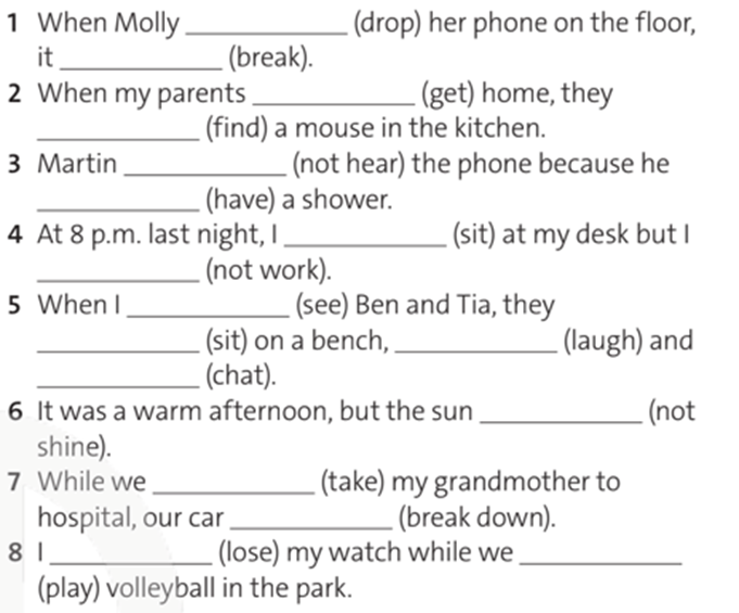 Complete The Sentences With The Past Simple Or Past Continuous Form Of 