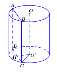Cho hình trụ có chiều cao bằng 5 căn bậc hai của 3. Cắt hình trụ đã cho bởi (ảnh 1)