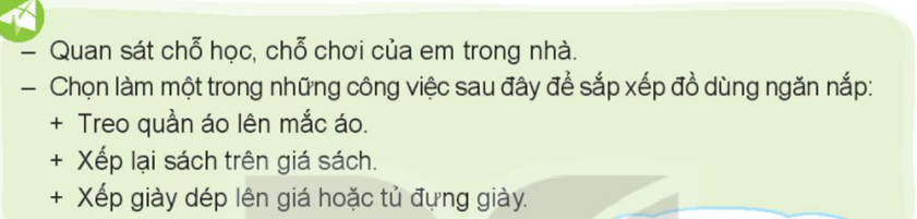 Quan sát chỗ học, chỗ chơi của em trong nhà. Chọn làm một (ảnh 1)