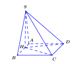 Cho hình chóp S.ABCD có đáy là hình vuông cạnh a.  Hình chiếu của (ảnh 1)