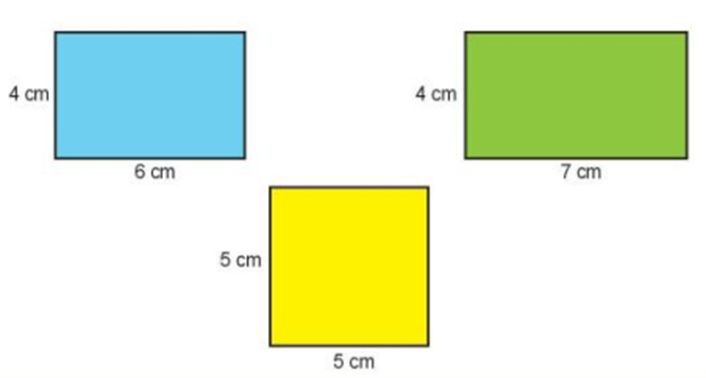 Mai, Nam và Việt cắt được ba tờ giấy màu có kích thước như hình vẽ  (ảnh 1)