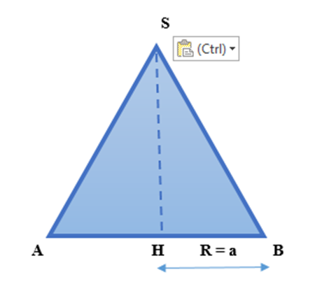 Cho hình nón có bán kính đáy bẳng a . Thiết diện qua trục của hình nón là một tam giác đều. Thể tich khối nón đã cho bằng  (ảnh 1)