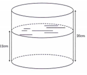 Một cốc hình trụ có bán kính đáy bằng 3cm, chiều cao 20cm, (ảnh 1)
