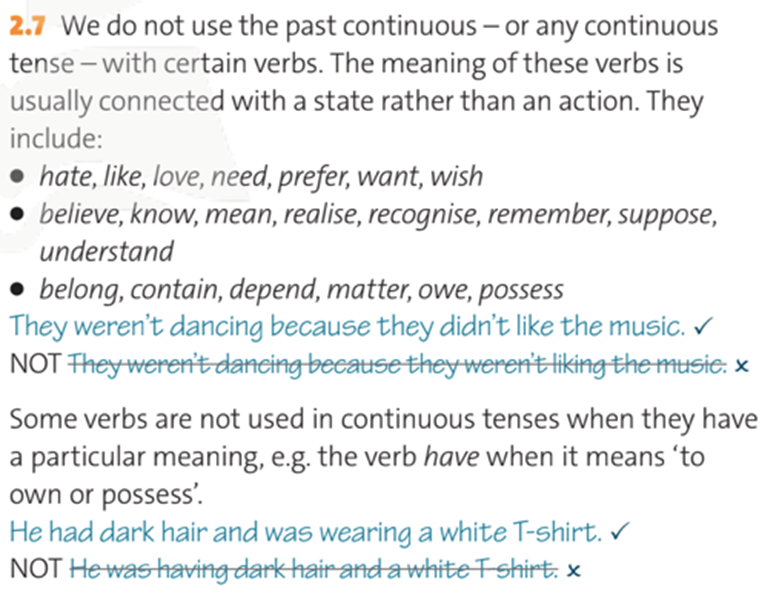 We do not use the past continuous - or any continuous tense - with certain verbs (ảnh 1)