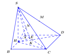 Cho hình chóp S.ABCD có đáy ABCD là hình chữ nhật, AB = a, AD = 2a (ảnh 1)