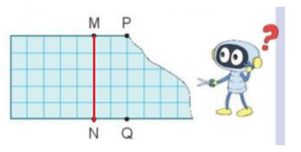 Chọn câu trả lời đúng: Để cắt tờ giấy như hình bên thành một hình vuông (ảnh 2)