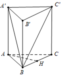 Cho hình lăng trụ đứng ABC.A’B’C’ có đáy ABC là tam giác đều. Cạnh AA'  (ảnh 1)