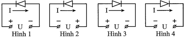 Hình nào dưới đây mô tả đúng sơ đồ mắc đi-ốt bán dẫn với nguồn điện ngoài U (ảnh 1)