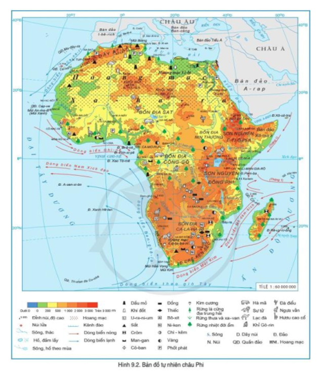 Đọc thông tin và quan sát hình 9.2, hình 9.3, hãy giải thích vì sao châu Phi có khí hậu nóng và khô (ảnh 1)