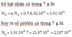 Biết số Avôgadrô N= 6,02.10^23 mol^-1. Số prôtôn có trong (ảnh 1)