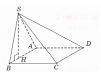 Cho hình chóp S.ABCD có đáy ABCD là hình vuông cạnh a. Tam giác SAB vuông tại S và nằm trong mặt phẳng vuông góc với đáy. Hình chiếu vuông góc của S trên AB là điểm H thỏa mãn AH=2BH . Tính theo a thể tích V của khối chóp S.ABCD. (ảnh 1)